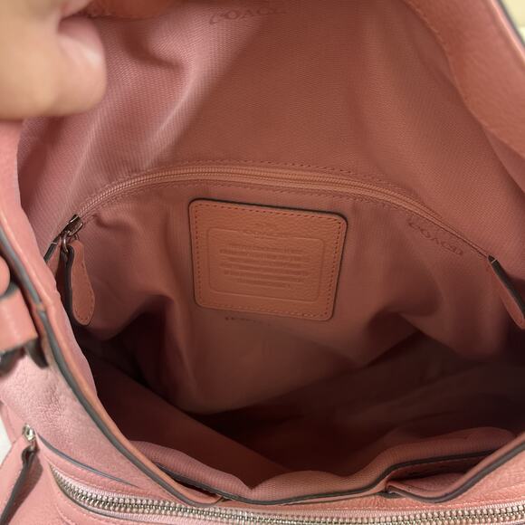 Coach Shoulder Bag Womens Large Pink Pebbled Leather Slouchy Purse Bnfts Charity - Picture 13 of 16